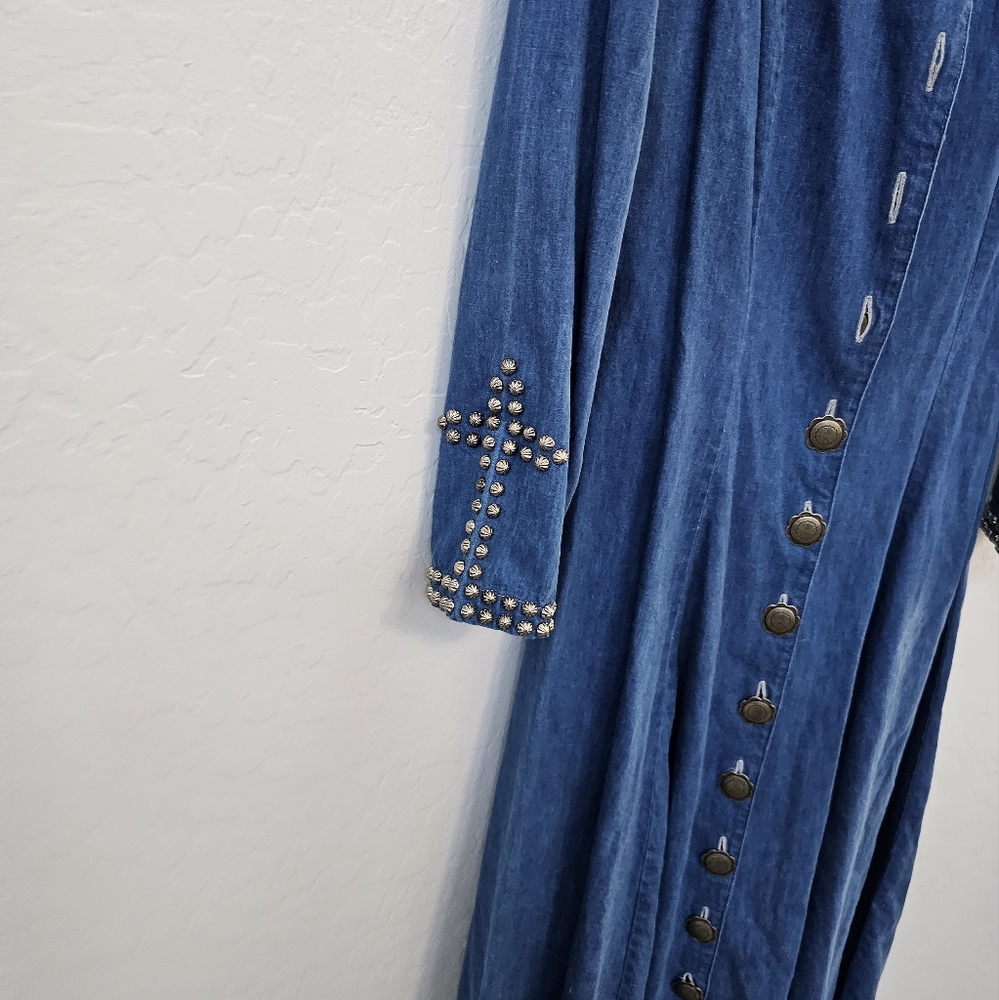 Double D Ranch Denim Jacket Duster Medium Long Sl… - image 4